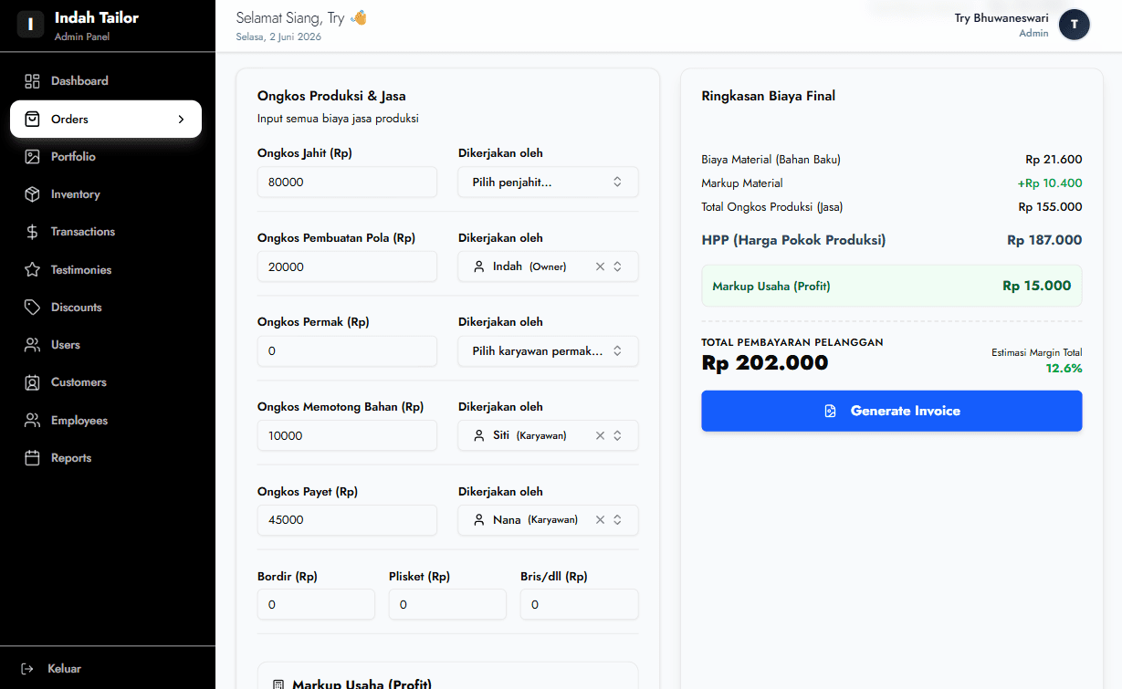 Detailed Production Cost Tracking
