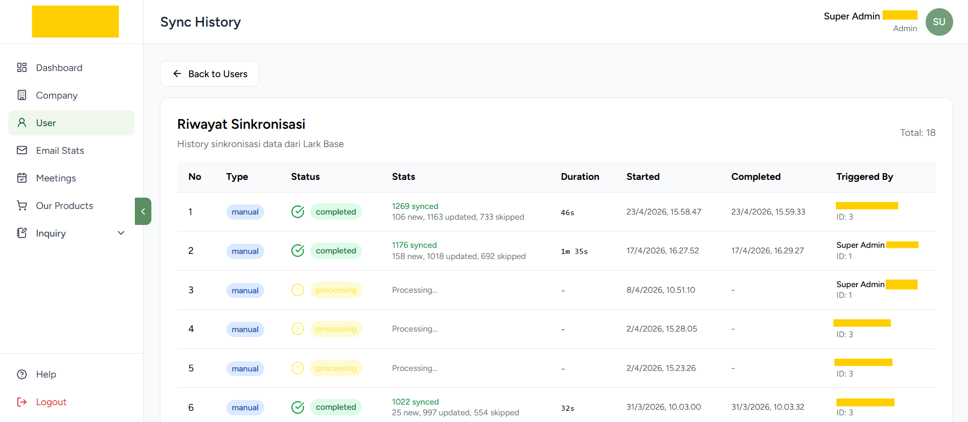 Real-time Lark Synchronization